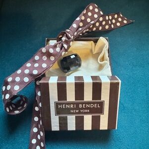 Henri Bendel Black Beveled Ring with Original Box and Ribbon